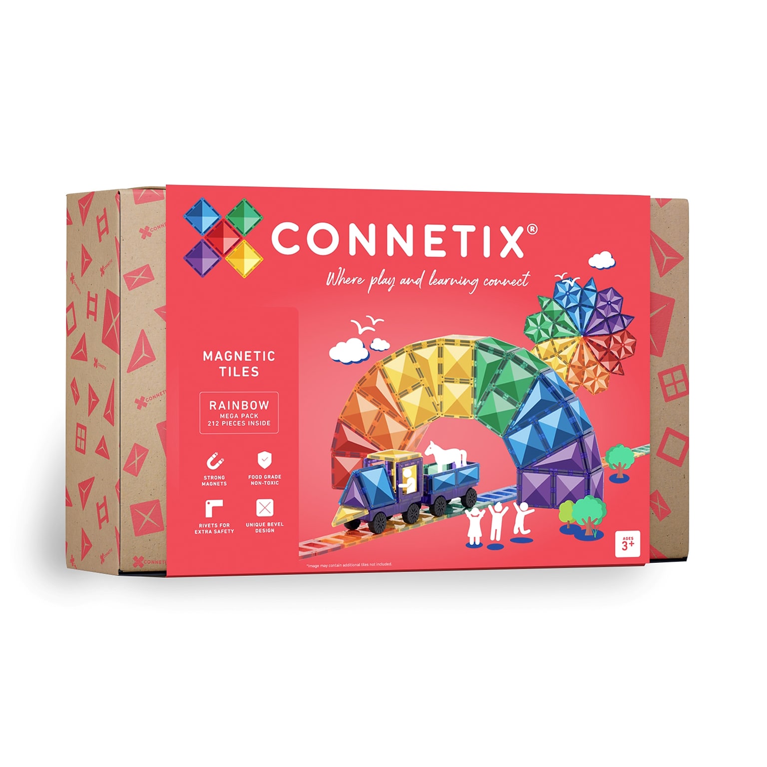 Connetix Magnetic Tiles Rainbow Mega Pack, 212 Pieces (CNTR00212ME)