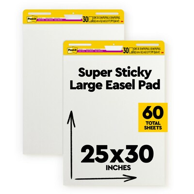 Post-it Super Sticky Easel Pad, 25 x 30, 30 Sheets/Pad, 2 Pads/Pack (559)