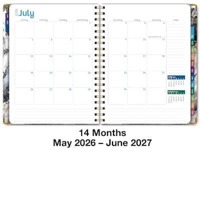 2026-2027 Excello Brands 8.5" x 11" Academic Weekly & Monthly Planner, Paperboard Cover, Black Gold Marble (FSHN-AY26-8511-34)
