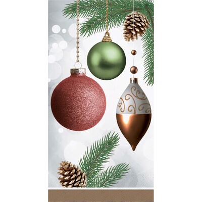 Creative Converting Dazzling Ornaments Christmas Paper Oval Plates and Guest Towel Set, Serves 16 (DTC9034E2H)