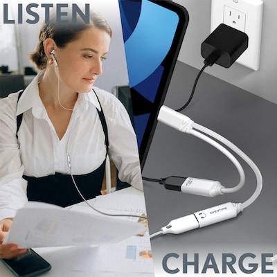 Delton 18EC Wired Earbuds & 2-in-1 USB-C Splitter Adapter Bundle, White (DWH18ECWHKT1)