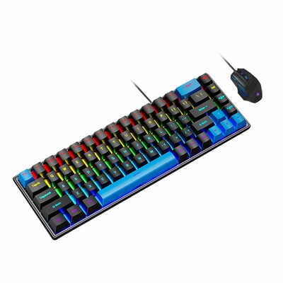 SaharaCase Wired Gaming Keyboard & Mouse Combo, Black/Blue (KB32)