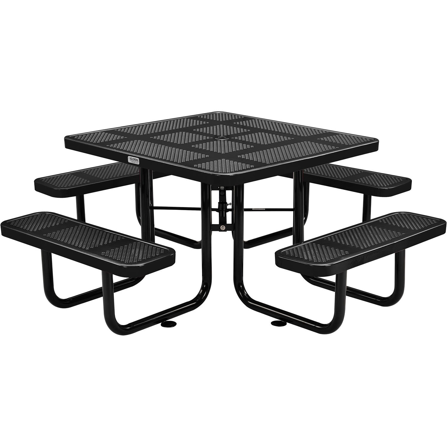 Global Industrial 46 Square Outdoor Steel Picnic Table, Perforated Metal, Black (694551BK)