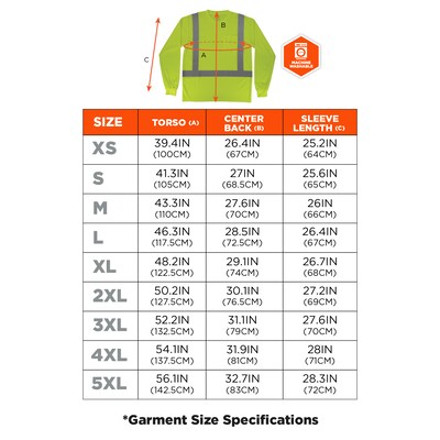GloWear 8284 High Visibility Long Sleeve T-Shirt, ANSI Type R Class 2, Lime, 2XL (21876)