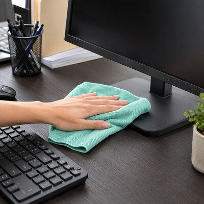 Coastwide Professional Microfiber Cloths, 16" x 16", Green, 12/Pack
