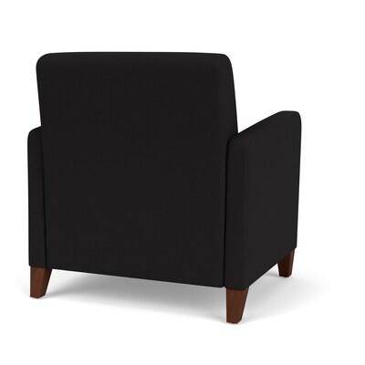 Lesro Ravenna Fabric Guest Chair, Open House Black/Walnut Wood (RV1201.FWL-01OHBK)