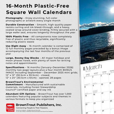 2026 BrownTrout Vermont Wild & Scenic 12" x 12" Monthly Wall Calendar (9798330706099)