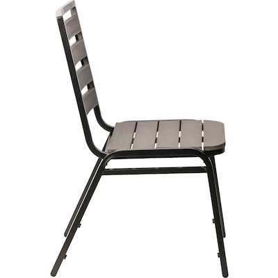 Lorell Faux Wood Outdoor Four Legged Chair, Charcoal Gray/Black, 4/Carton (LLR42687)