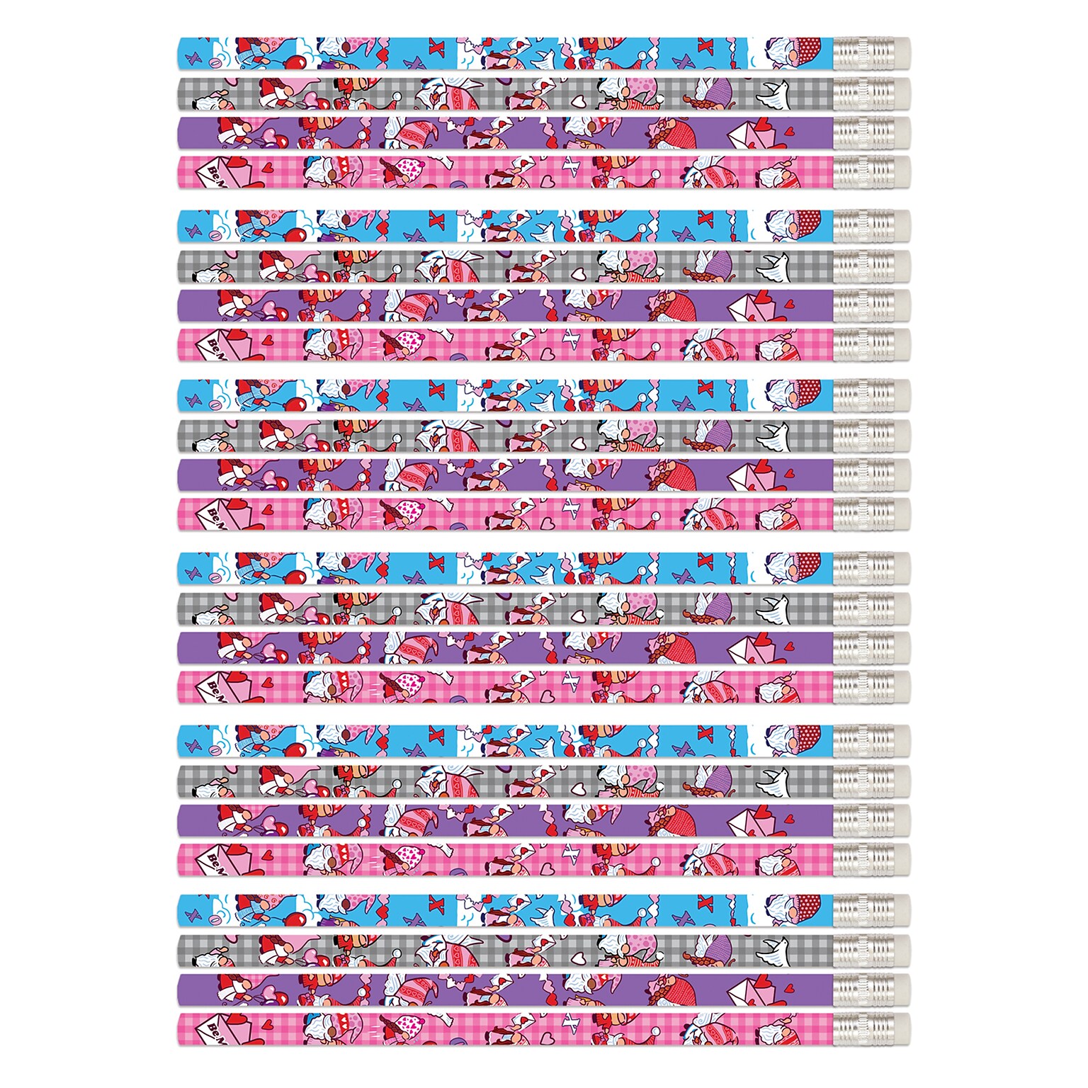 Musgrave Pencil Company Valentine Gnomes Wooden Pencil, #2 Medium Lead, 12 Pencils/Pack, 6/Packs (MUS2603D-6)
