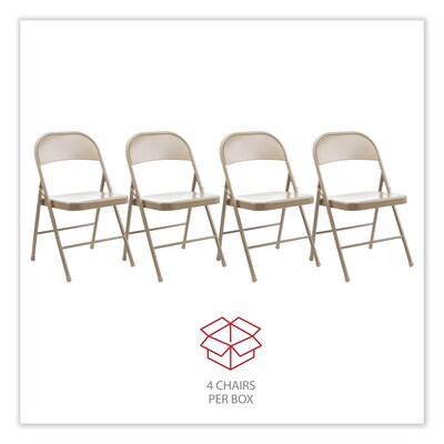 Alera® Metal Office Folding Chair, Tan, 4/Carton (ALECA945)