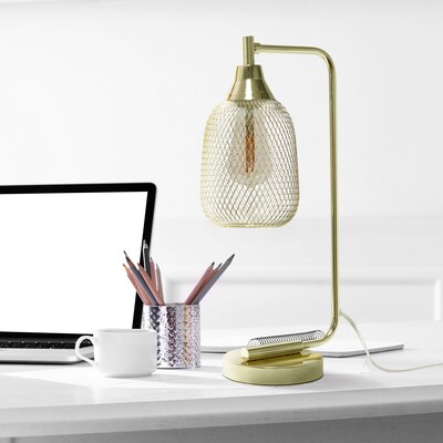 Lalia Home Industrial Mesh Desk Lamp, Gold (LHD-2000-GL)