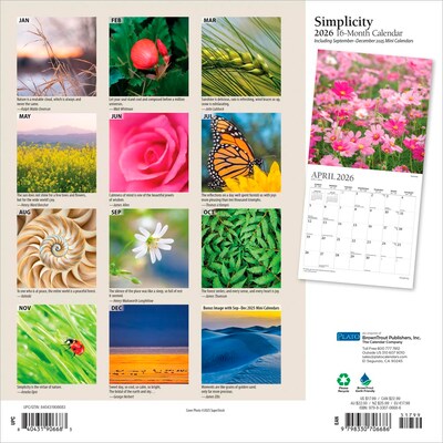 2026 Plato Simplicity 12 x 12 Monthly Wall Calendar (9798330706686)