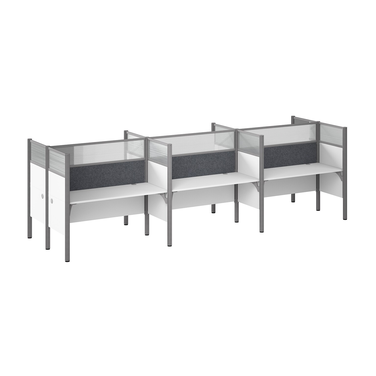 Bush Business Furniture Pro-Biz 55.39H x 187.56W 6 Person Back to Back Cubicle Panel Workstation, White (100873DG-17)