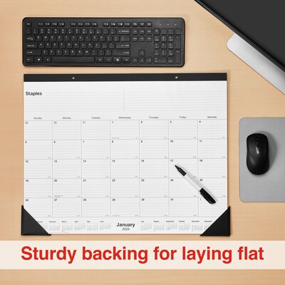2025 Staples 22" x 17" Desk Pad Calendar, Black (ST12951-25)