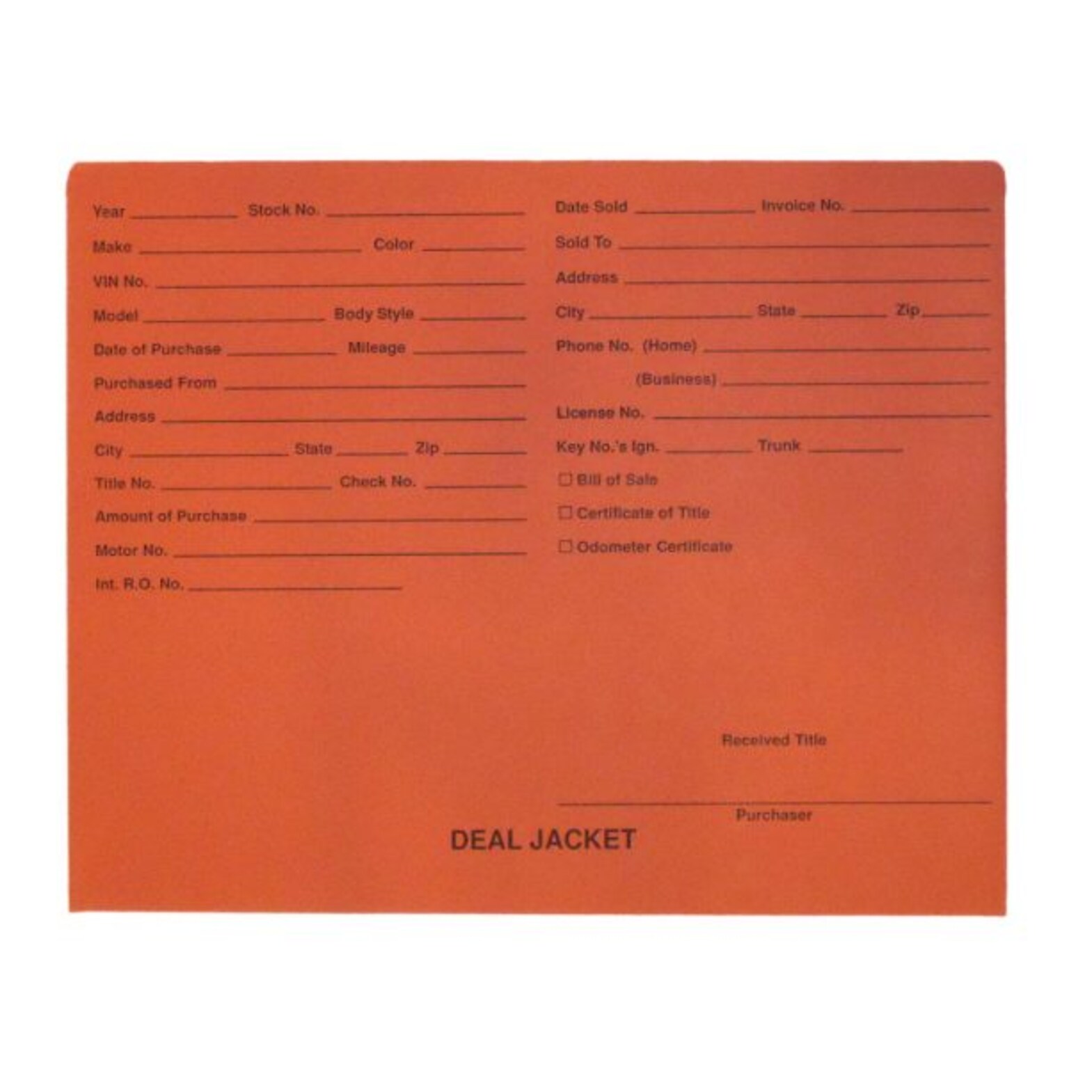 BSP Automotive Dealer Printed Jacket, Letter Size, Orange, 100/Box (S-09432-ORG)