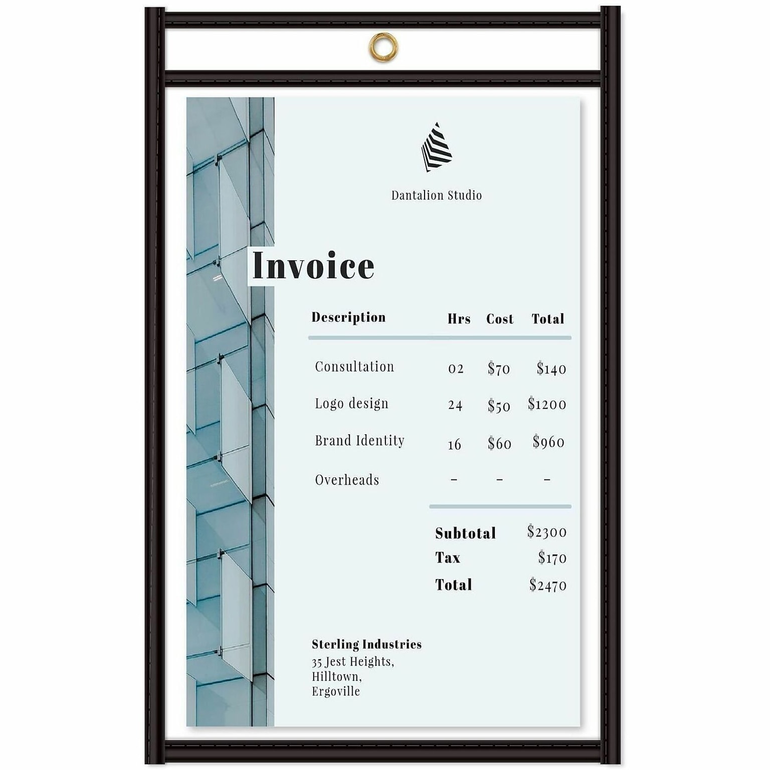 C-Line Heavyweight Stitched Job Ticket Holder, 8 x 5, Clear/Black, 25/box (46058)