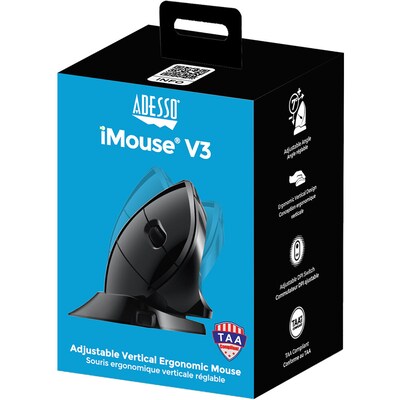 Adesso iMouse Ergonomic Vertical Optical USB Mouse, Black (IMOUSE V3-TAA)