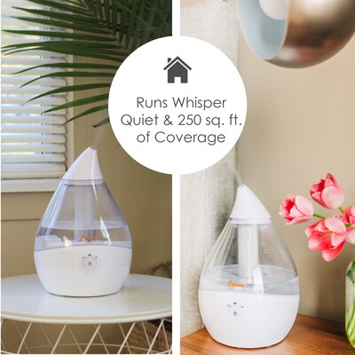 Crane Droplet Ultrasonic Cool Mist Humidifier, 0.5 Gal., Clear/White (EE-5302CW)