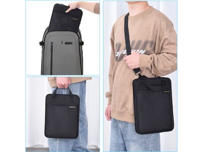 TechProtectus 9.7"-12" Water Resistant Vertical Laptop Sleeve, Shock-Absorbing, Black (TP-BK-VR11)