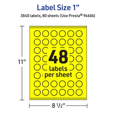 Avery Starburst Laser/Inkjet Multipurpose Labels, 1", Neon Yellow (3840/Box)