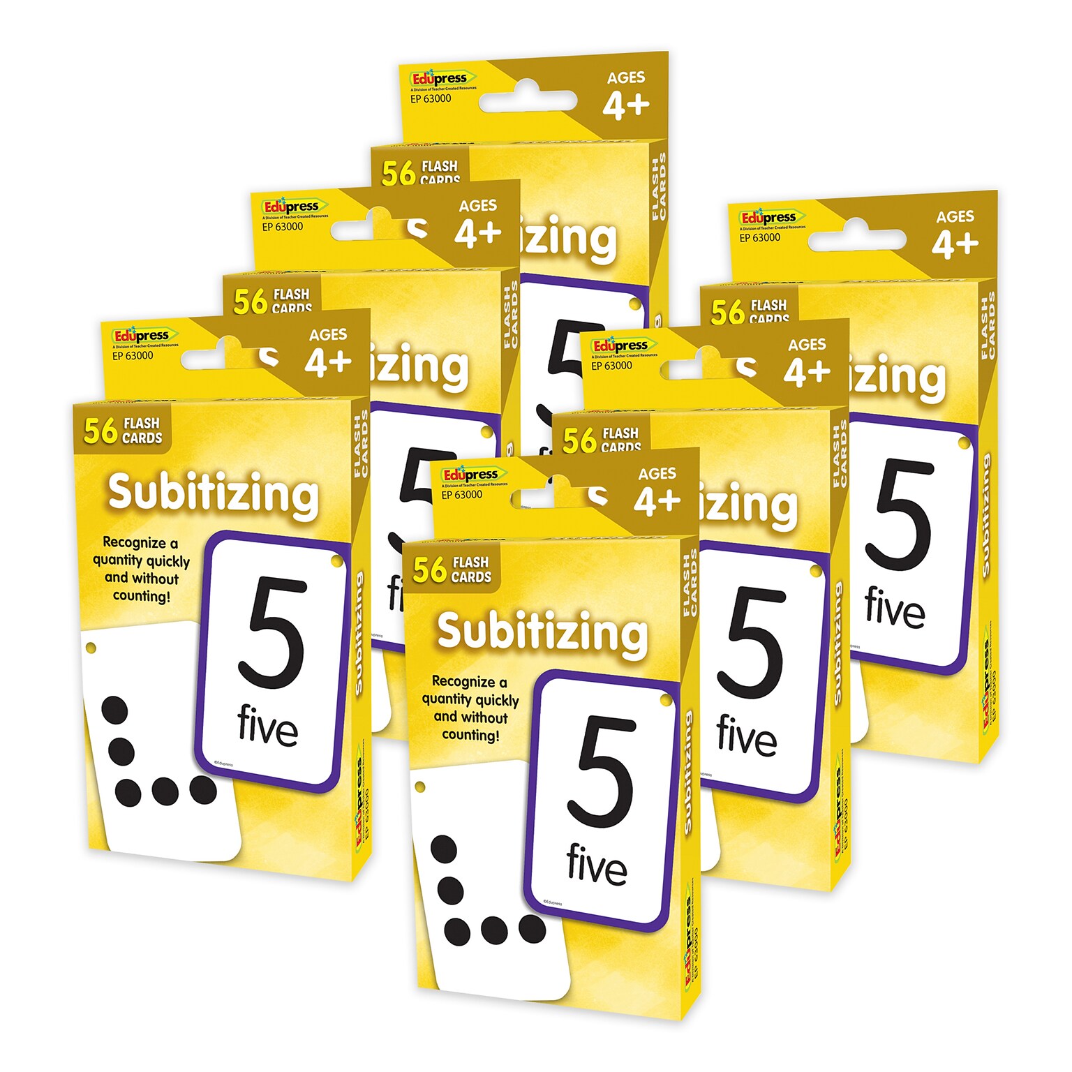 Teacher Created Resources Subitizing Flash Cards, 56/Pack, 6 Packs/Bundle (TCR63000-6)