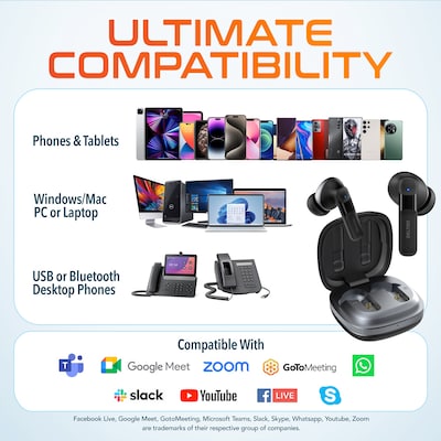 Delton T50 True Wireless Noise Canceling Bluetooth Earbuds, Black (DHBT50)