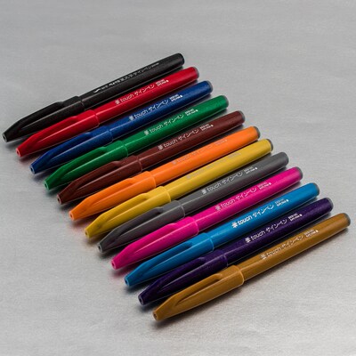 Pentel Arts Sign Pen, Assorted Colors, 6/Pack (PTASES15CBP6M1)