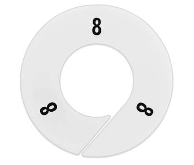 Nahanco Round Clothing Rack Size Divider, White with Black Print, Size 8 (CWB8)