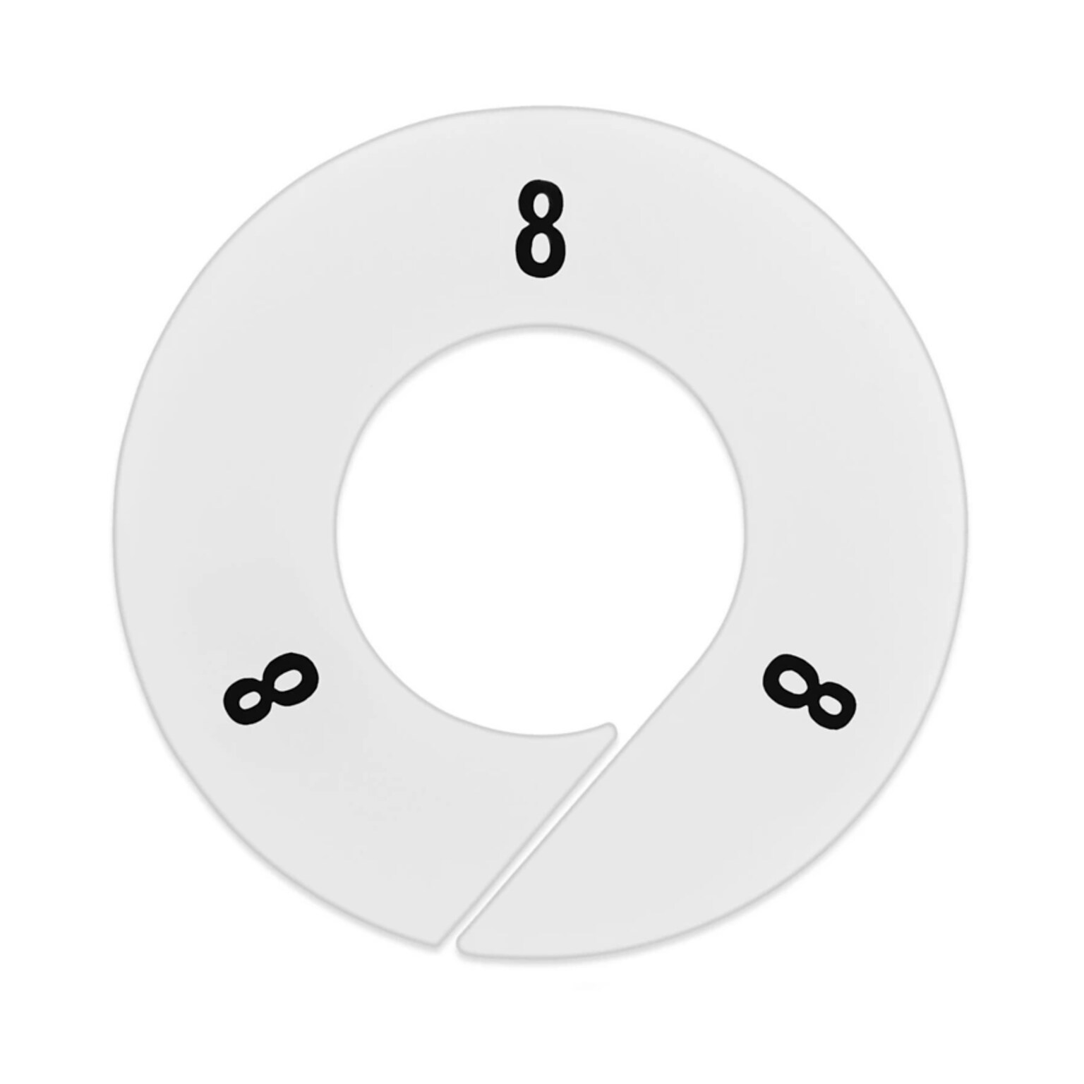 Nahanco Round Clothing Rack Size Divider, White with Black Print, Size 8 (CWB8)