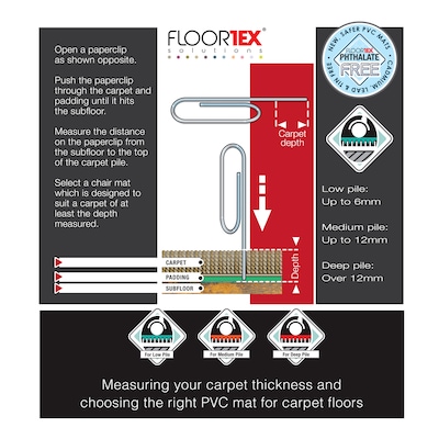Floortex Computex Advantagemat Carpet Chair Mat with Lip, 36" x 48", Designed for Medium-Pile Carpet, Clear PVC (319226LV)