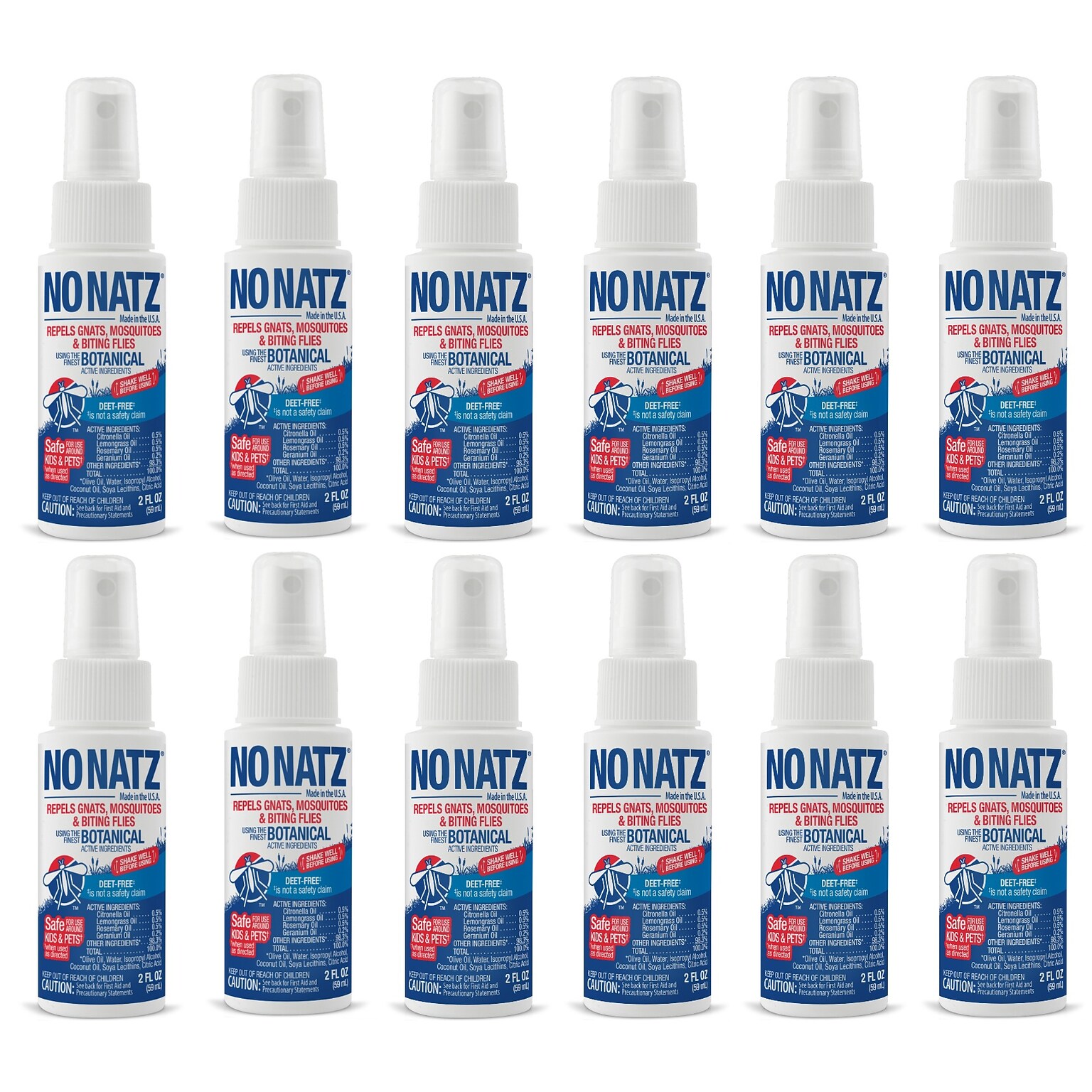 No Natz Natural DEET-Free Insect Repellent Spray for Gnats, Fresh Scent, 2oz, 12/Pack (BND04600)