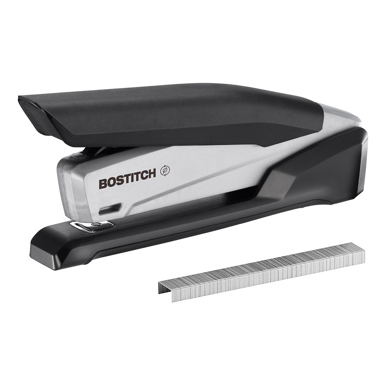 Bostitch Desktop Stapler with 70% Post Consumer Recycled Content, 20-Sheet Capacity, Staples Included, Black/Gray