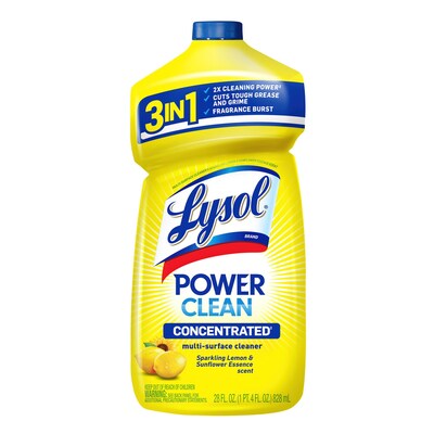 Lysol Power Clean Concentrated Multi-Surface Cleaner, Sparkling Lemon & Sunflower Essence Scent, 28 oz, 9/Carton (19200-82513CT)