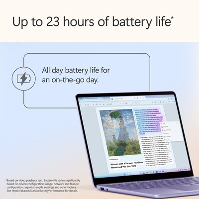 Microsoft Surface 13" Touchscreen Laptop, Copilot+ PC, Snapdragon X Plus, 16GB RAM, 512GB UFS, Windows 11, Violet (EP2-33426)
