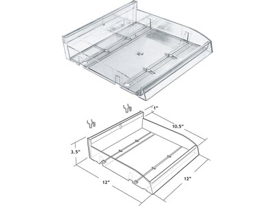 Azar 3.5" x 12" Pegboard 6-Compartment Cosmetic Tray, Clear, 2/Pack (225820-DIVIDER-2PK)