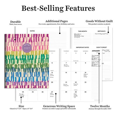 2027 TF Publishing Painted 6.5" x 8"  Monthly Standard Planner, Paperboard Cover, Multicolored (27-4206)