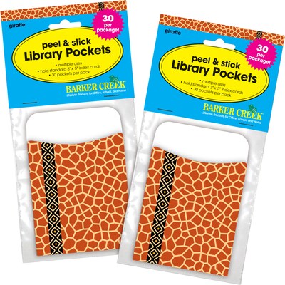 Barker Creek Giraffe Library Library Pockets, 5.125 x 3.5, 60/Set (BC3824)