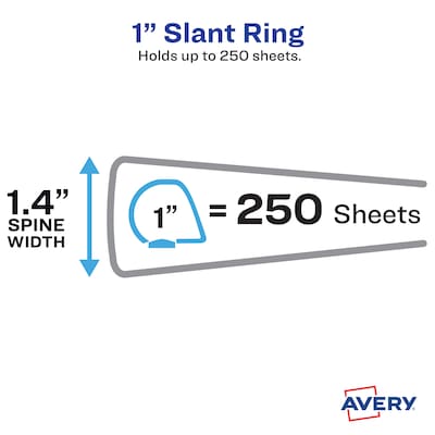 Avery Nonstick Heavy Duty 1" 3-Ring View Binders, Slant Ring, Light Blue (5301)