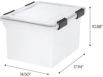 Iris WeatherPro Stackable Polypropylene Storage Box, 10.86" x 18" x 14.5", 32 Qt., Clear, 6/Pack (110600)