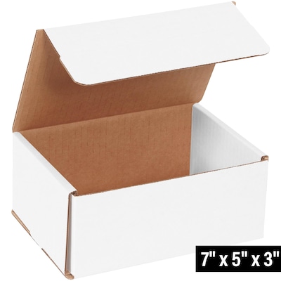 7 x 5 x 3, Corrugated Mailers, White, 50/Bundle (M753)