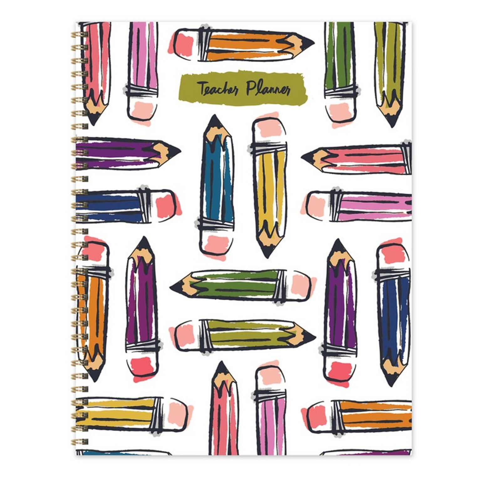 TF Publishing Pencils 9 x 11 Undated Teacher Planner, Paperboard Cover, Multicolored (99-9603)