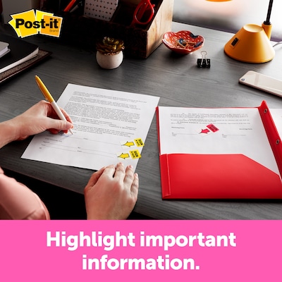 Post-it® Flags, 1 Wide, Yellow, 200 Flags/Pack (680-HVYW)