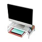 Mind Reader Monitor Stand with Paper Tray, Metal, White (MESHMONSTA-WHT)