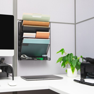Mind Reader 5-Pocket Metal Mesh Mountable Wall File, Letter Size, Black (MAGSTACK-BLK)