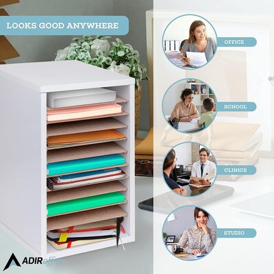 AdirOffice 500 Series 11-Compartment Literature Organizers, 10.75" x 11.75", White, 2/Pack (500-11-WHI-2PK)