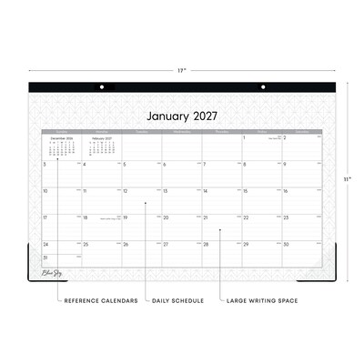 2027 Blue Sky Enterprise 17 x 11 Monthly Desk Pad Calendar, Black/White (111293-27)