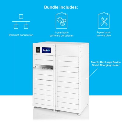 Luxor Kwik IQ Pro Lockable 20-Unit Electronics Storage Cabinet, White Steel (KBSL108)