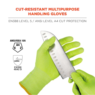 Ergodyne ProFlex 7040 Seamless Knit Cut Resistant Gloves, Food Safe, ANSI A4, Lime, Medium, 1 Pair (18013)