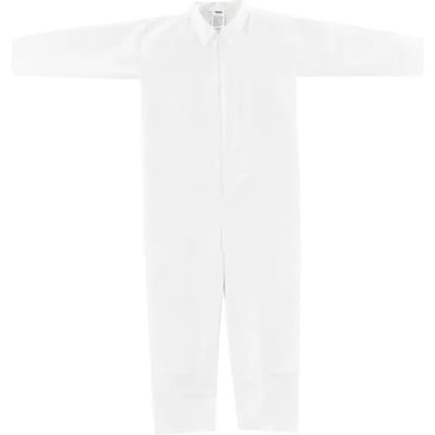 Global Industrial Disposable Microporous Coverall, Open Wrists/Ankles, White, Large, 25/Case (708188L)