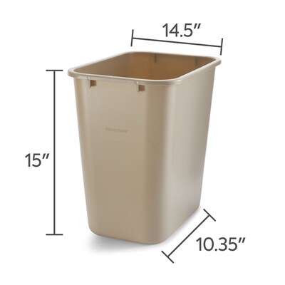 Coastwide Professional™ Indoor Trash Can Without Lid, Beige Soft Molded Plastic, 7 Gallon (CW56430)
